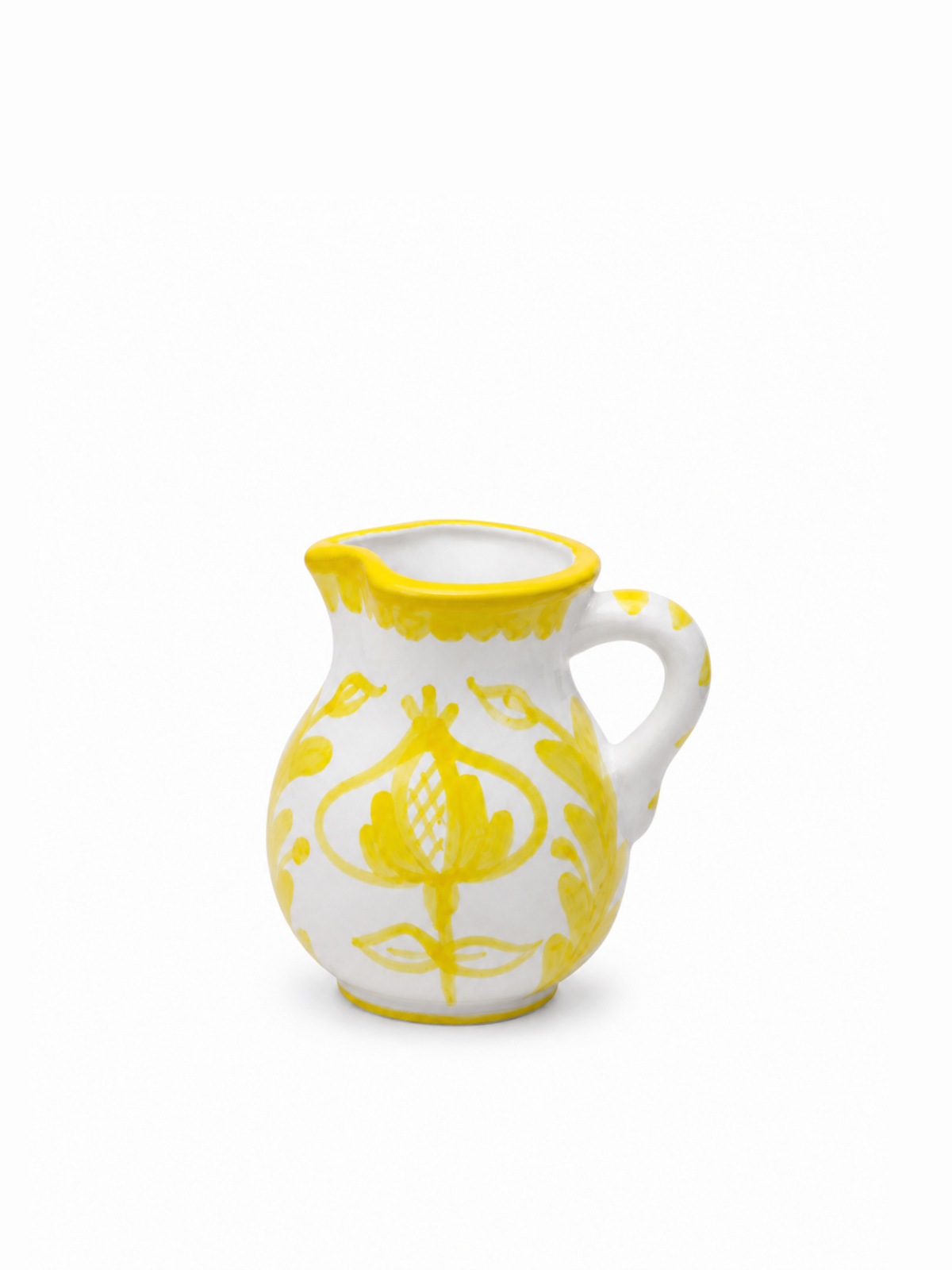 Jarrón pequeño floral blanco y amarillo